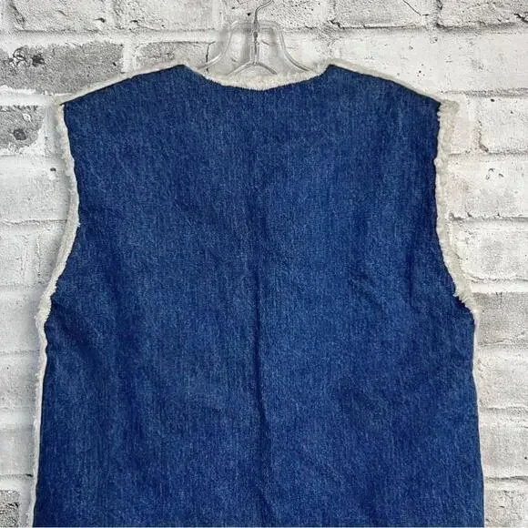 Vintage Handmade Sherpa Lined Denim Vest - Picture 7 of 9